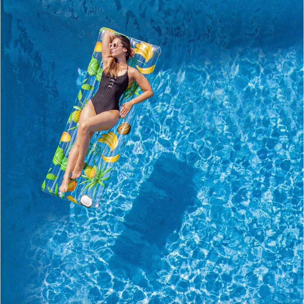 PoolCandy NEW Deluxe Inflatable Pool Raft Tropical Fruit Print 74" - Picture 2 of 4